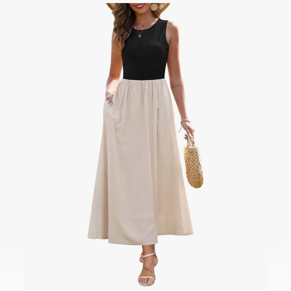 Elegant Black and Cream Maxi Dress